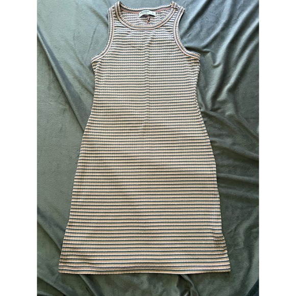 Arizona Jean Co Dresses & Skirts - Arizona Jean Co Striped Ribbed Knit Bodycon Mini‎ Dress Pink Blue Tan Small